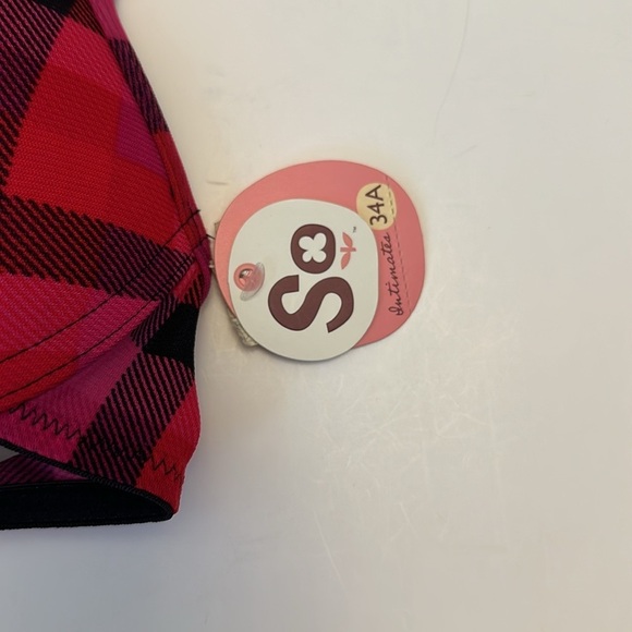 NWT SO red/ black plaid push up bra Sz 34A - Picture 2 of 7
